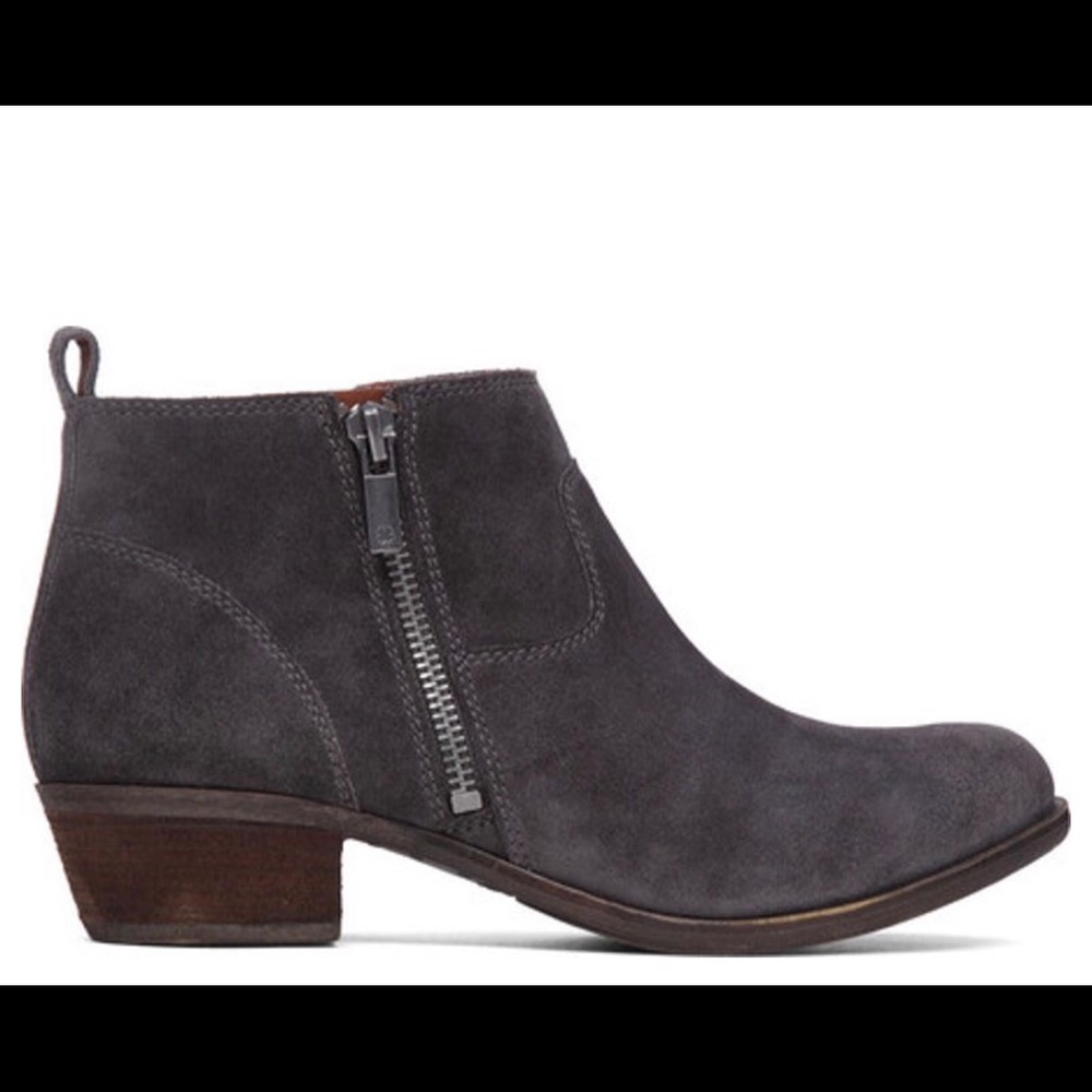 Lucky brand black suede double zipper ankle boots - Picture 2 of 9